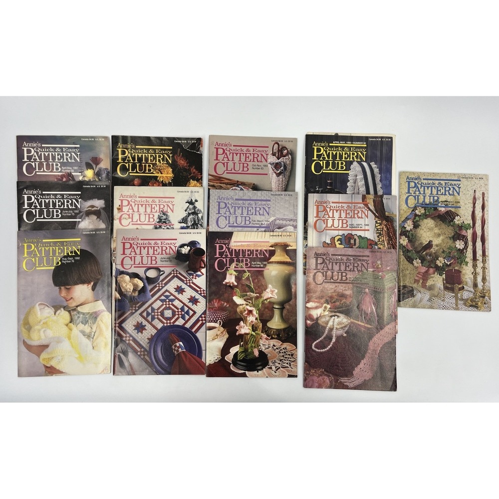 Annie's Quick and Easy Pattern Club Booklet Magazines Lot of 13 1991-1996